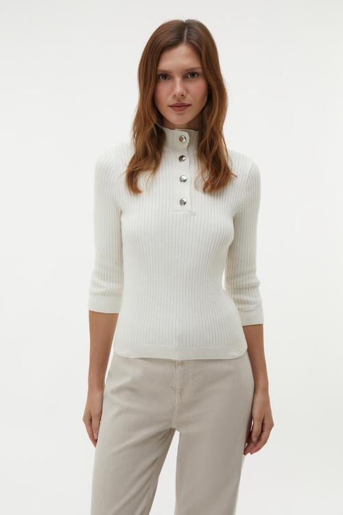  DÜĞMELİ 3/4 KOL KAZAK