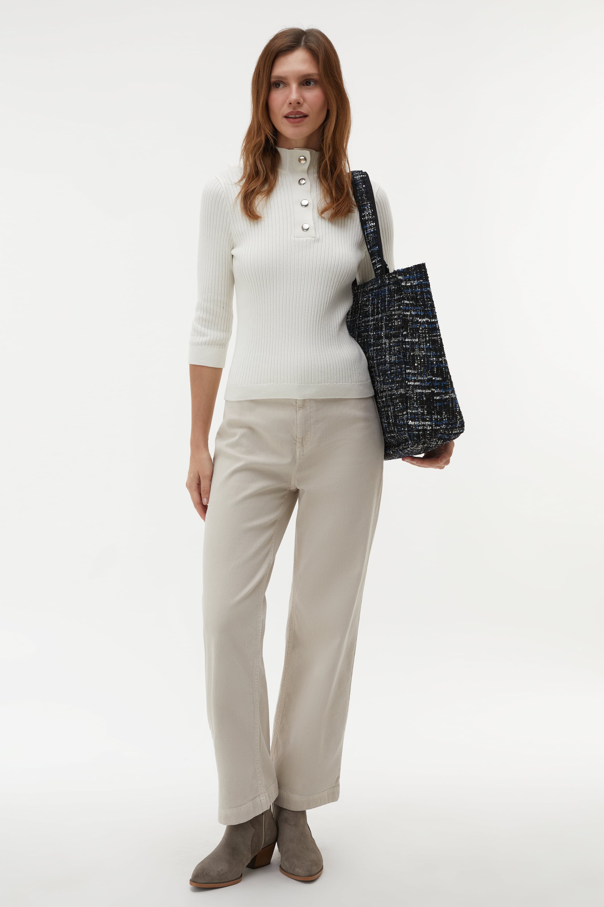 DÜĞMELİ 3/4 KOL KAZAK