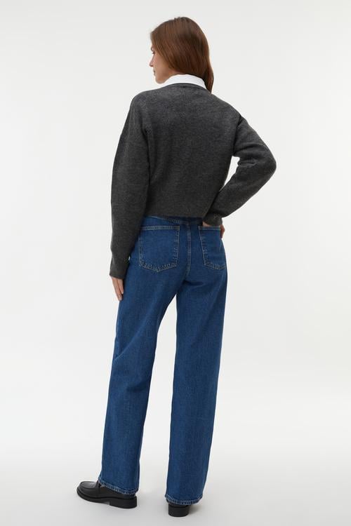 BİSİKLET YAKA CROP KAZAK