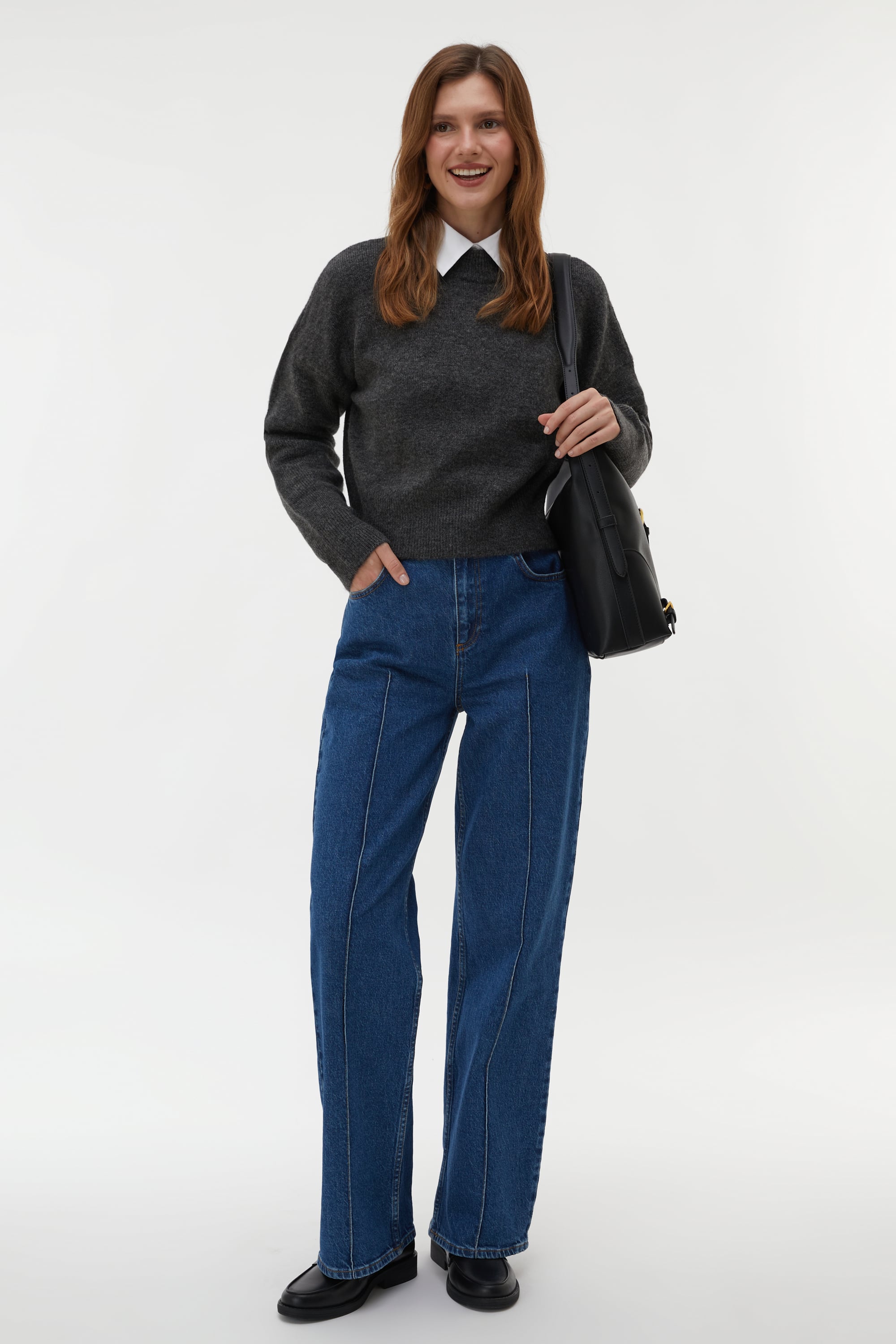 BİSİKLET YAKA CROP KAZAK