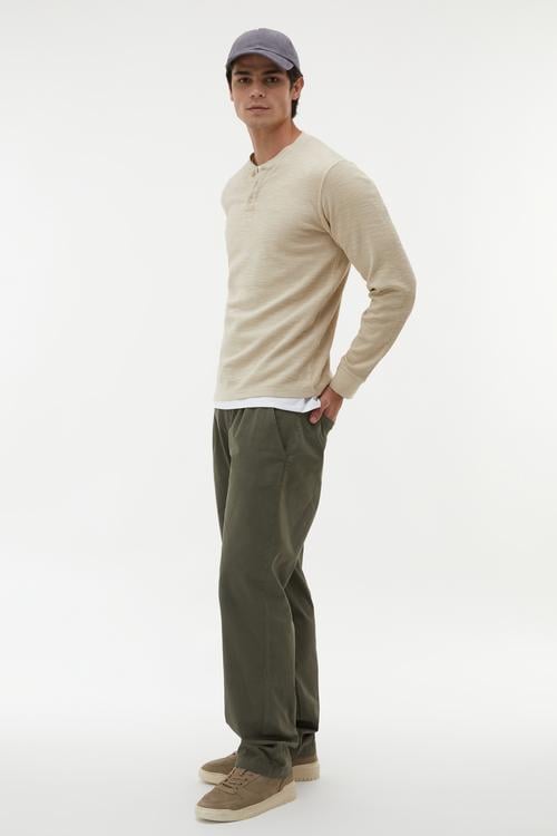  HENLEY YAKA UZUN KOLLU T-SHIRT