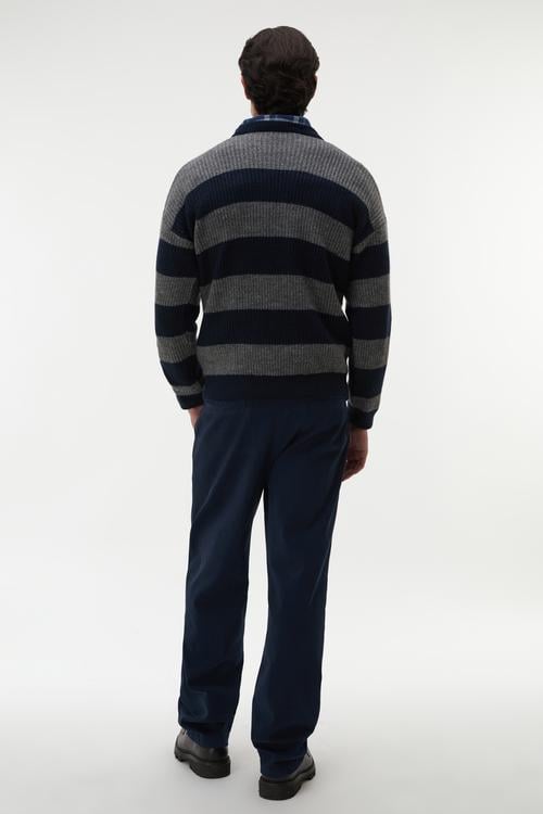 ÇİZGİLİ BİSİKLET YAKA KAZAK