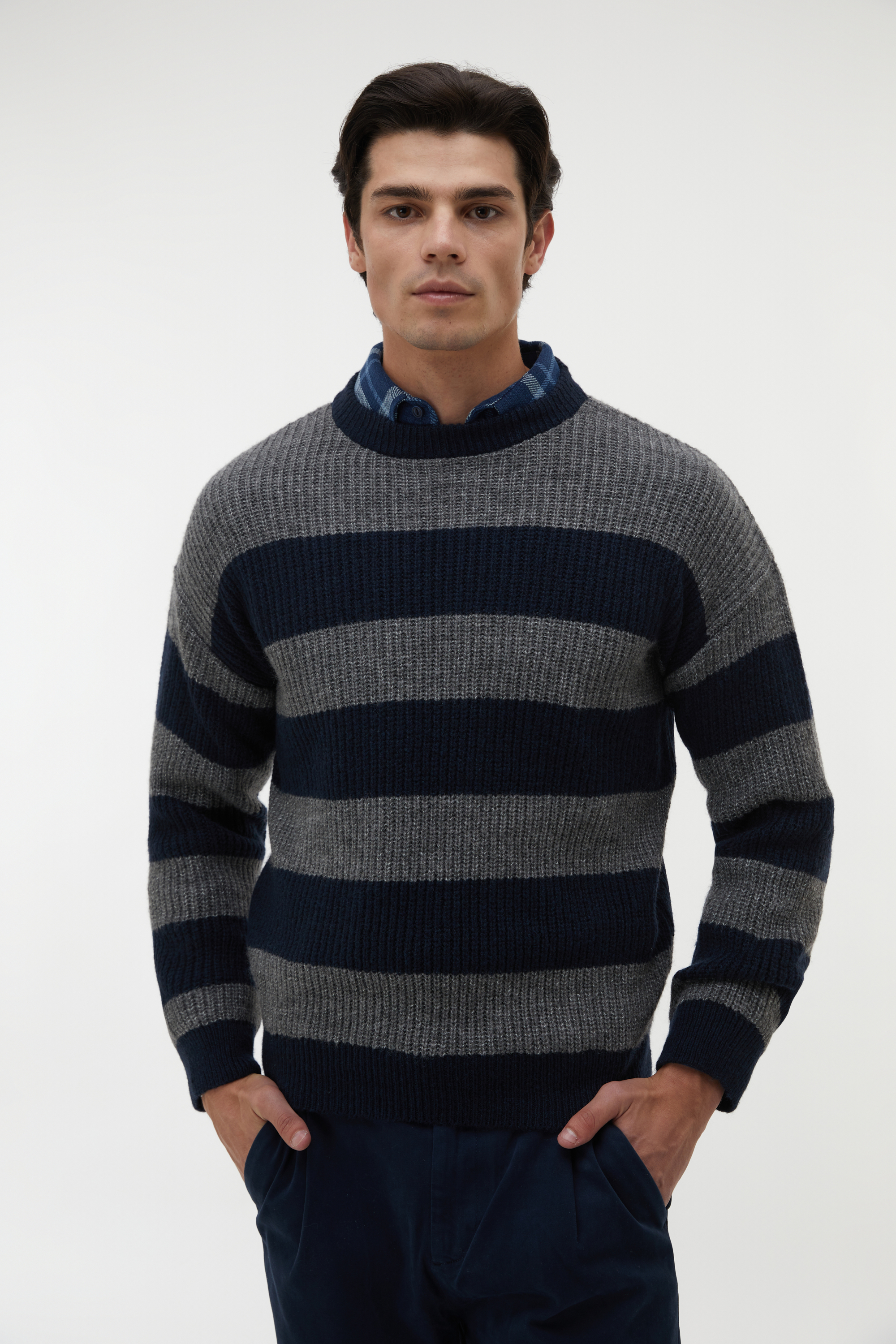 ÇİZGİLİ BİSİKLET YAKA KAZAK