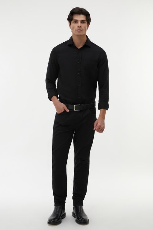 REGULAR FIT TEK CEPLİ UZUN KOLLU GÖMLEK