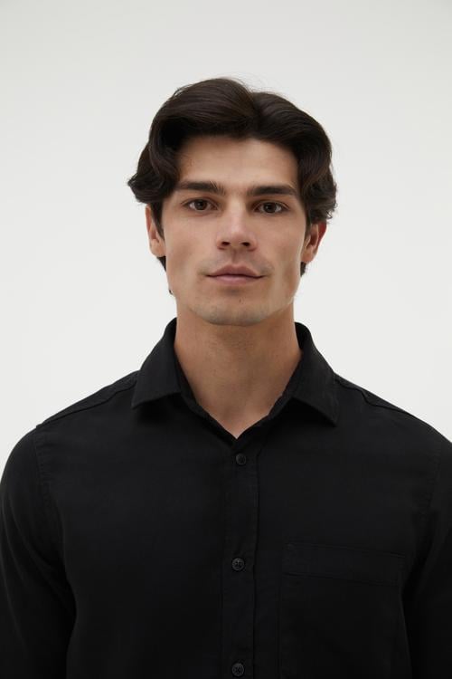 REGULAR FIT TEK CEPLİ UZUN KOLLU GÖMLEK