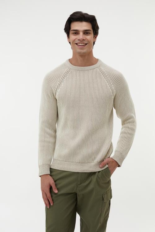 BİSİKLET YAKA ÖRGÜLÜ LOOSE FIT KAZAK