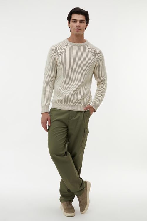 BİSİKLET YAKA ÖRGÜLÜ LOOSE FIT KAZAK