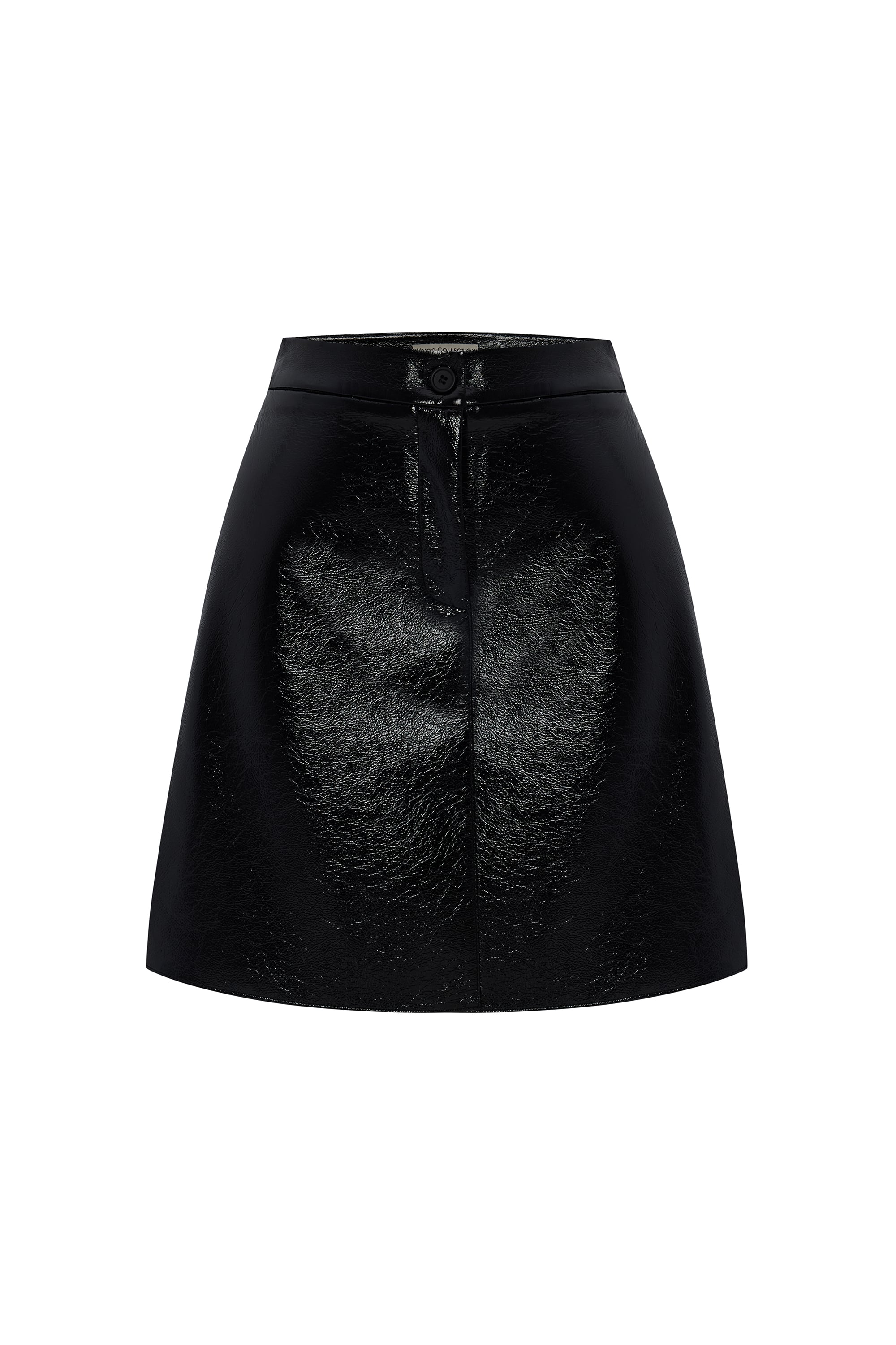 DERİ GÖRÜNÜMLÜ A FORM MİNİ ETEK