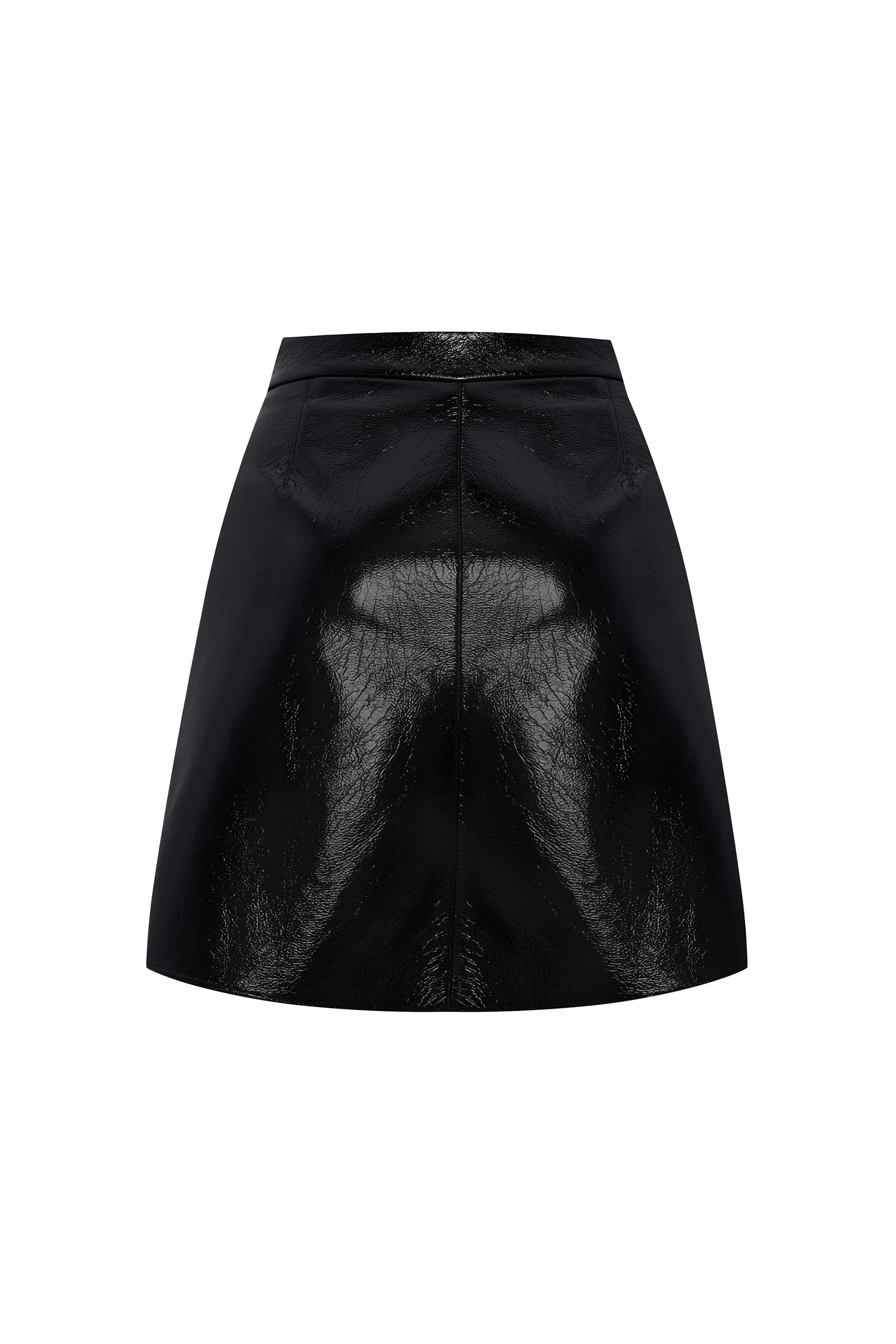 DERİ GÖRÜNÜMLÜ A FORM MİNİ ETEK