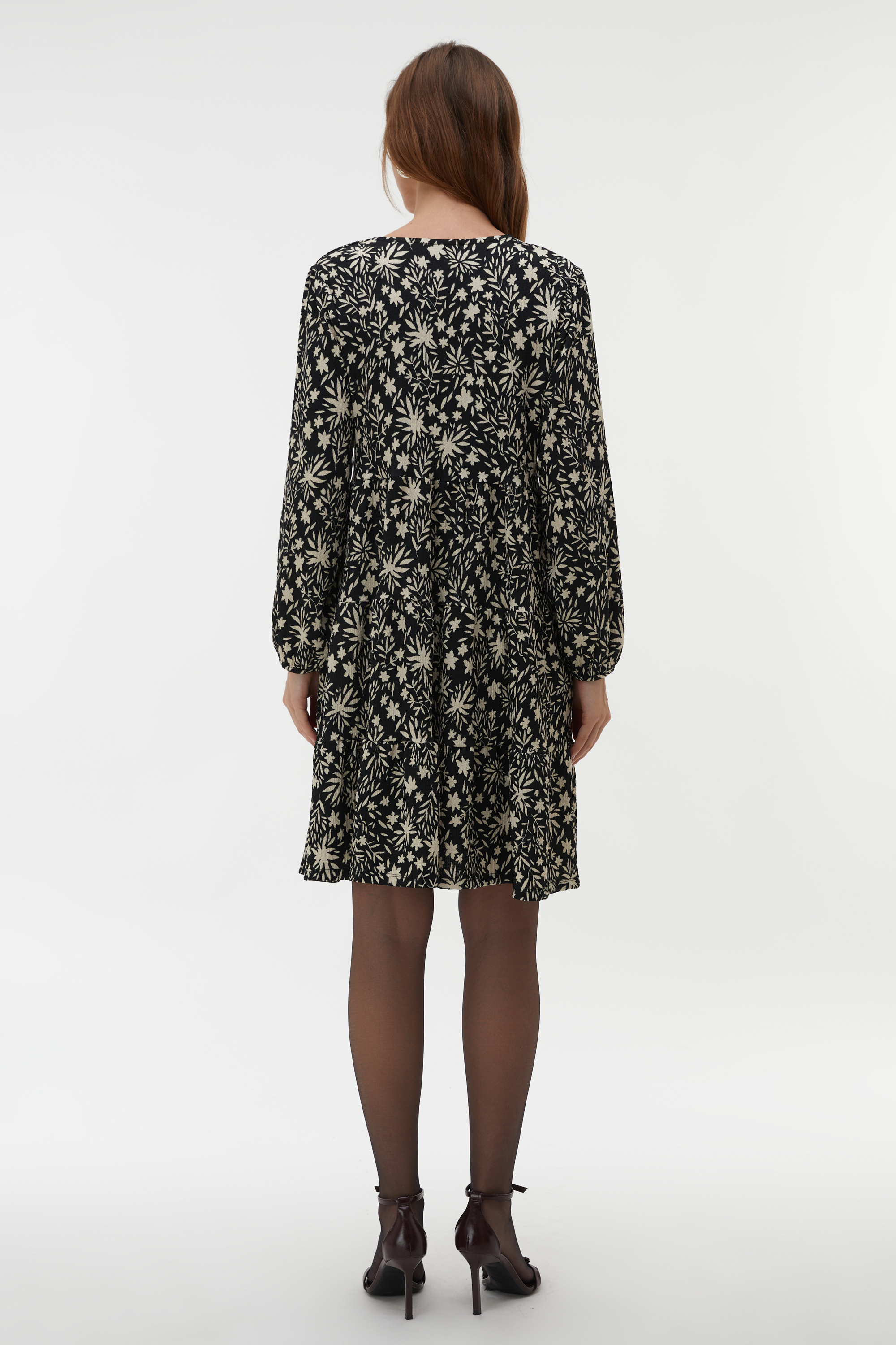 ÇİÇEK BASKILI A KESİM MİNİ ELBİSE