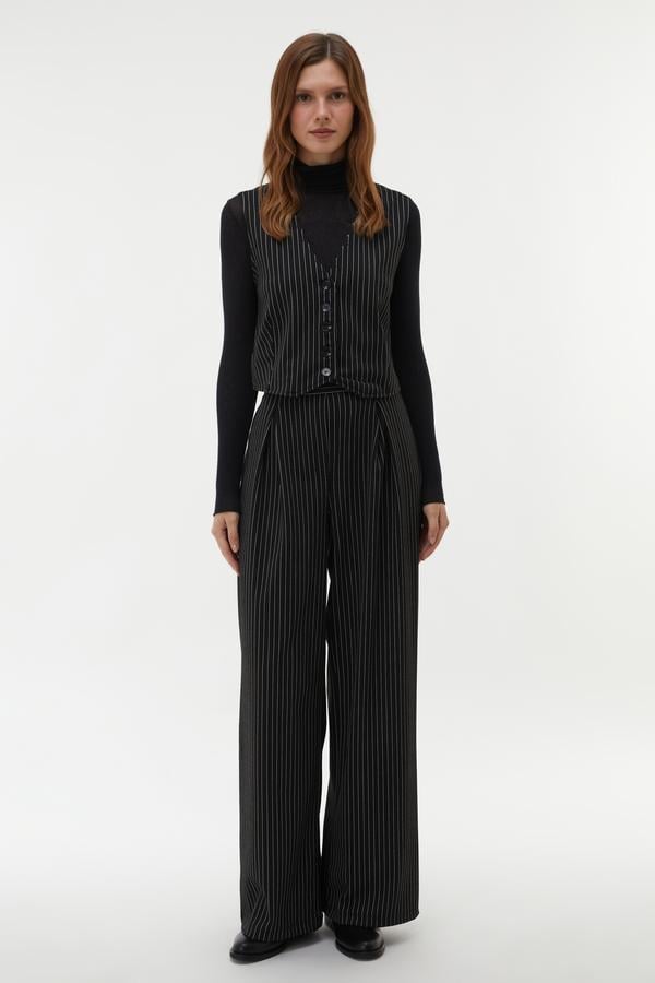 ÇİZGİLİ WIDE LEG PANTOLON