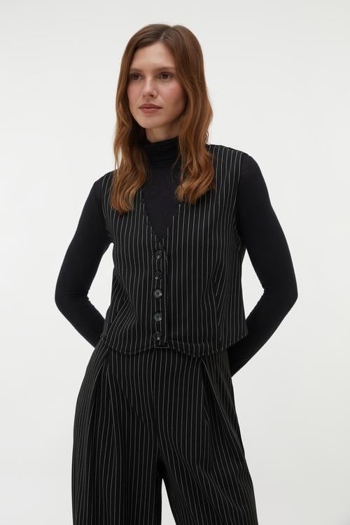  ÇİZGİLİ CASUAL YELEK