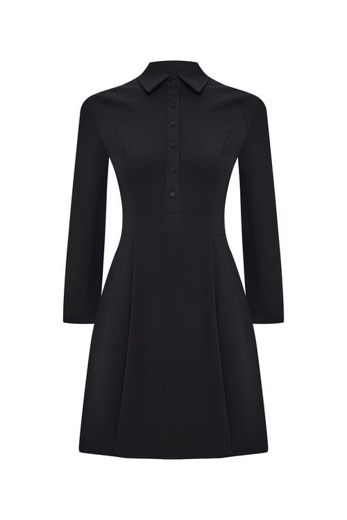 FIRFIRLI MİNİ GÖMLEK YAKA ELBİSE