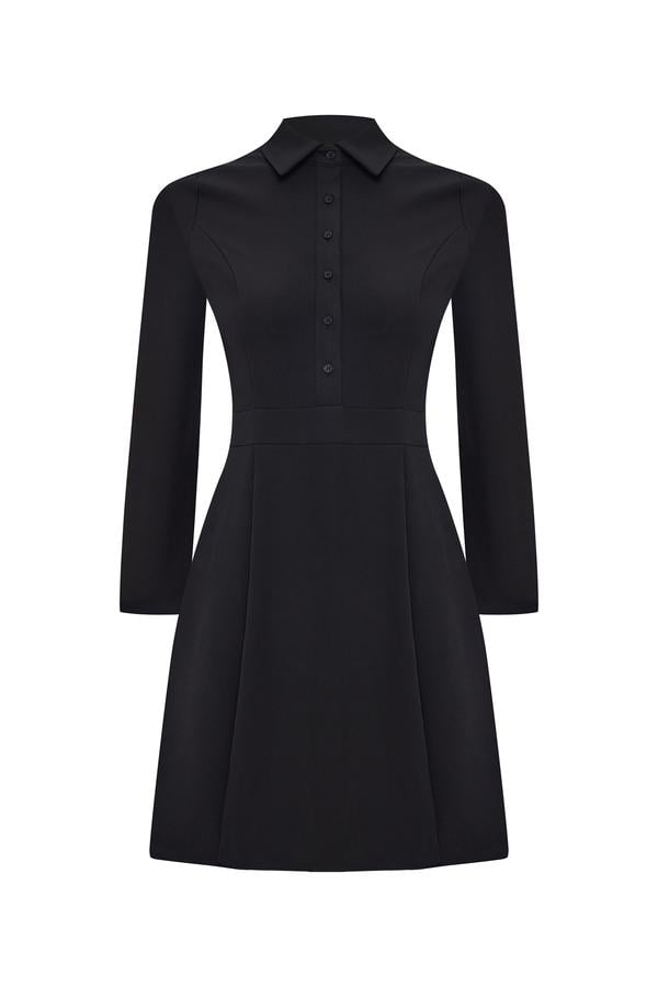 FIRFIRLI MİNİ GÖMLEK YAKA ELBİSE