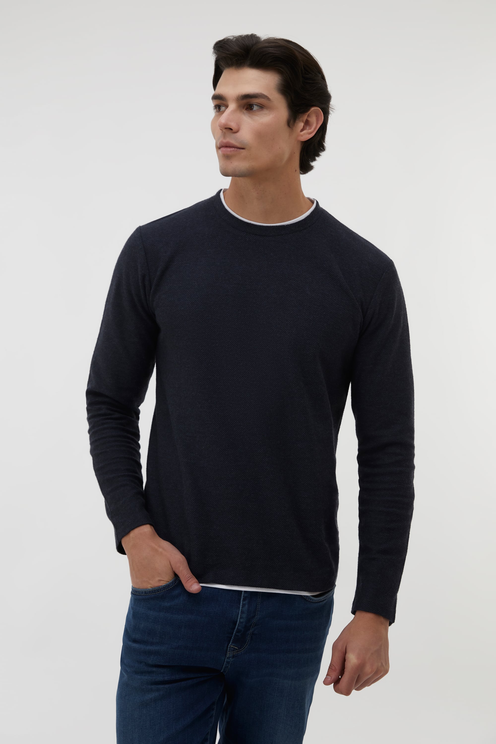 PAMUK KARIŞIMLI BİSİKLET YAKA SWEATSHIRT