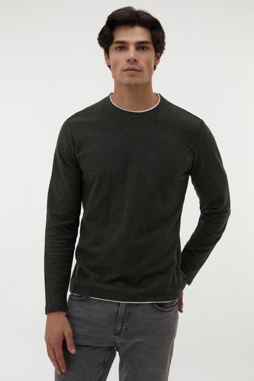 PAMUK KARIŞIMLI BİSİKLET YAKA SWEATSHIRT