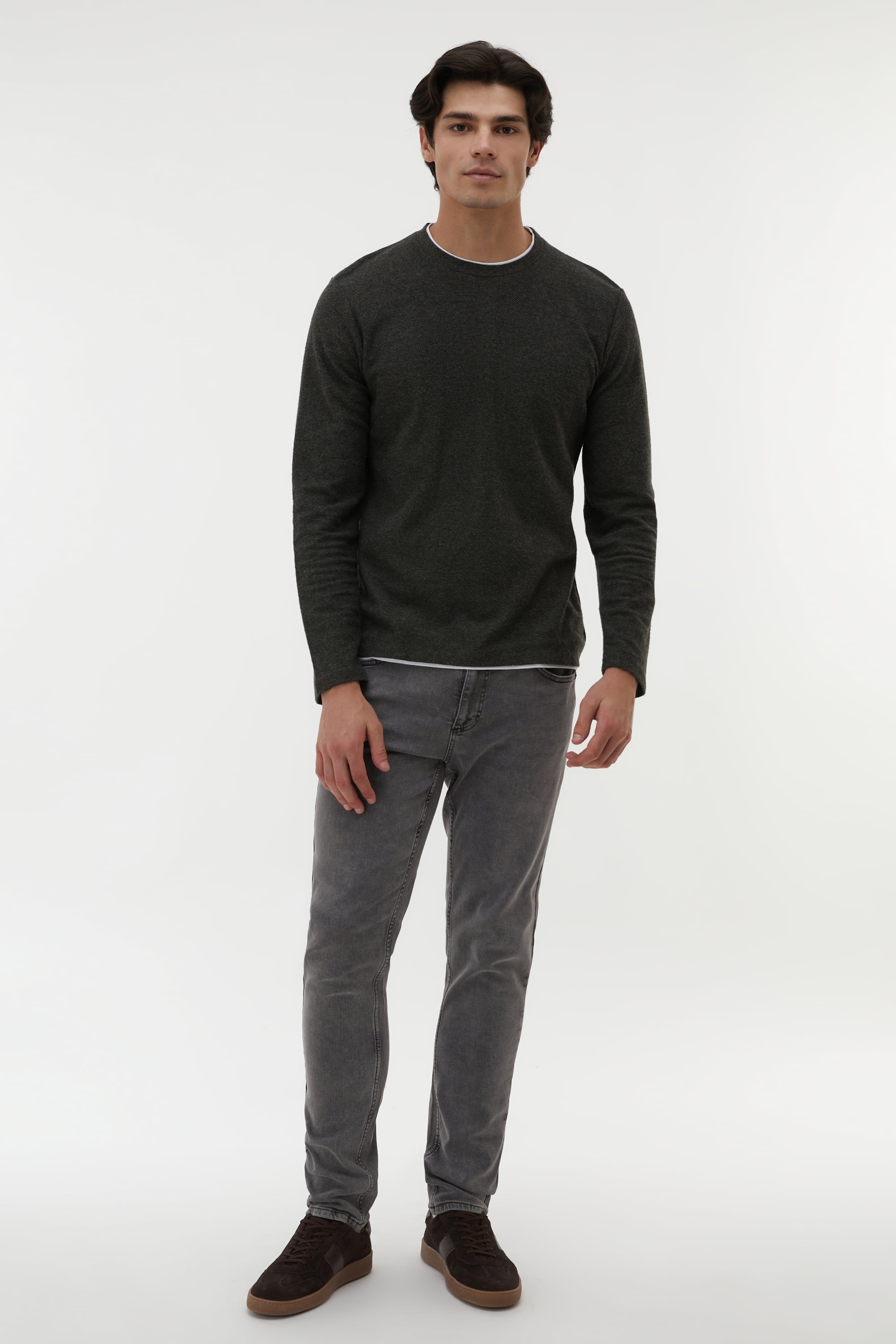 PAMUK KARIŞIMLI BİSİKLET YAKA SWEATSHIRT