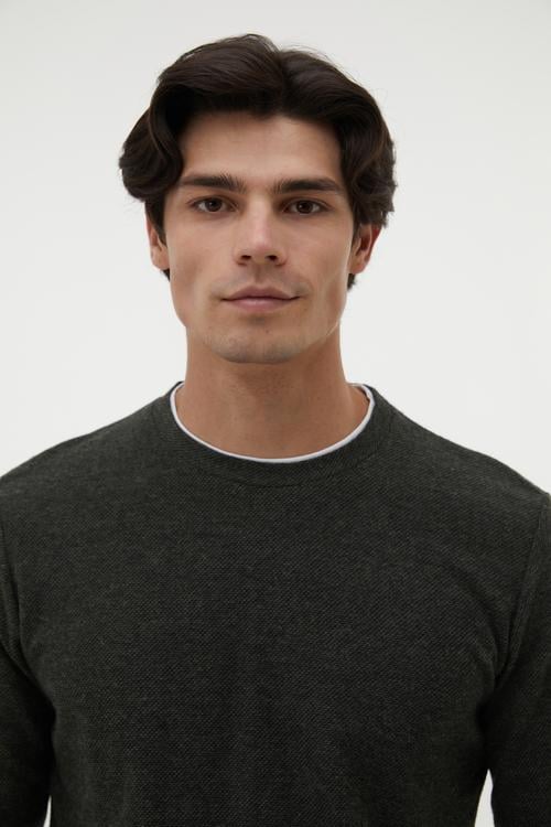 PAMUK KARIŞIMLI BİSİKLET YAKA SWEATSHIRT