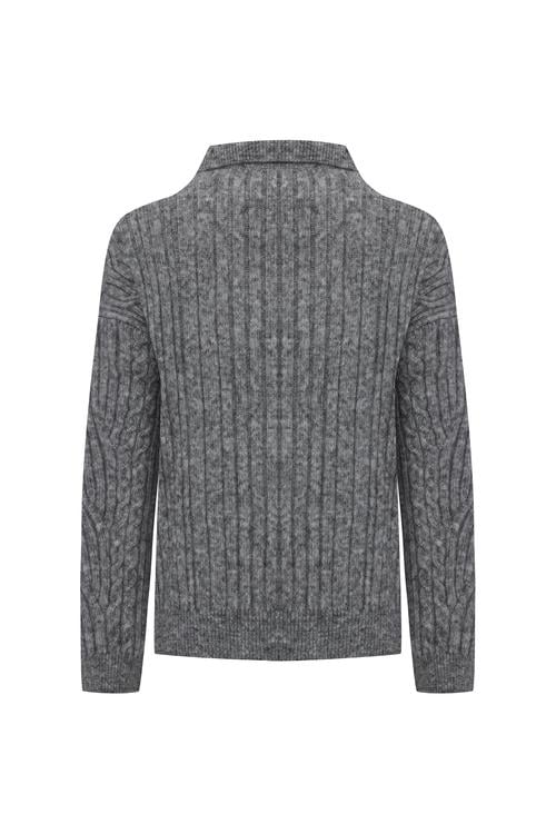  SAÇ ÖRGÜLÜ POLO YAKA KAZAK