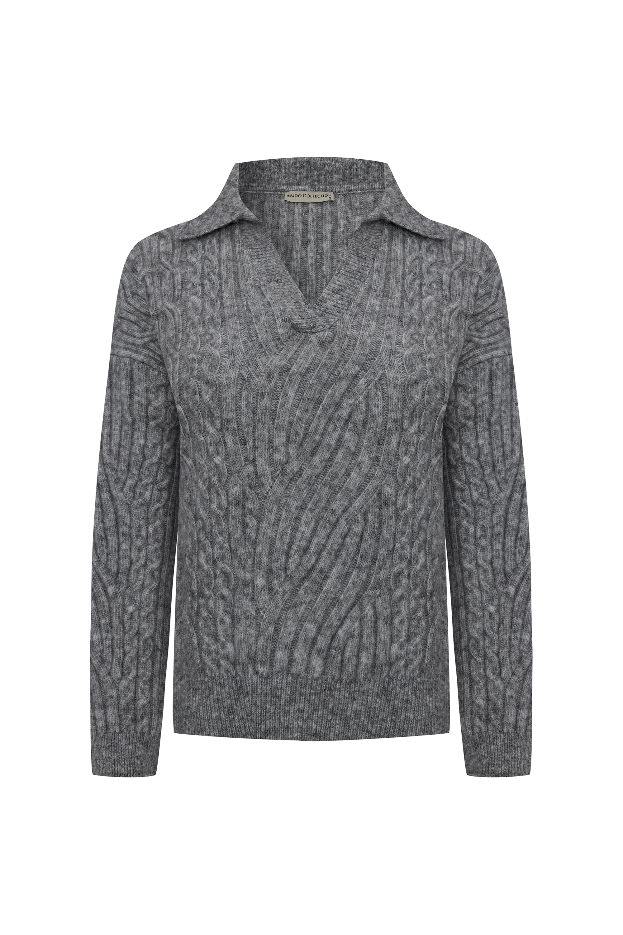 SAÇ ÖRGÜLÜ POLO YAKA KAZAK