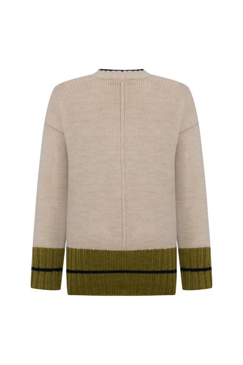  ÇİZGİLİ LOOSE FİT V YAKA KAZAK