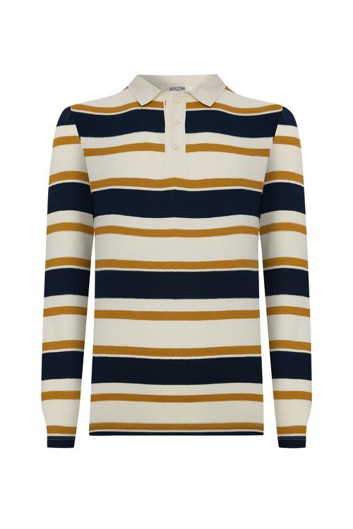  ÇİZGİLİ POLO YAKA TRİKO KAZAK