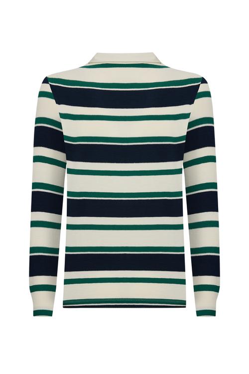 ÇİZGİLİ POLO YAKA TRİKO KAZAK