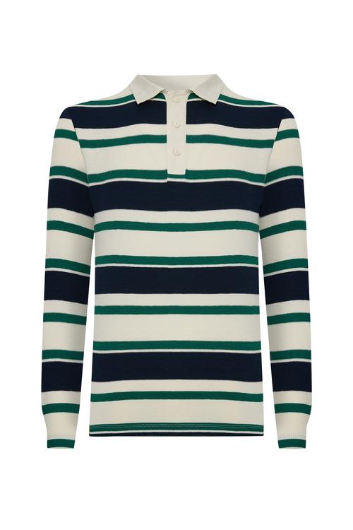  ÇİZGİLİ POLO YAKA TRİKO KAZAK