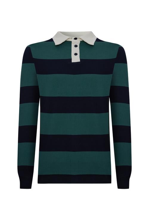  POLO YAKA ÇİZGİLİ SWEATSHIRT