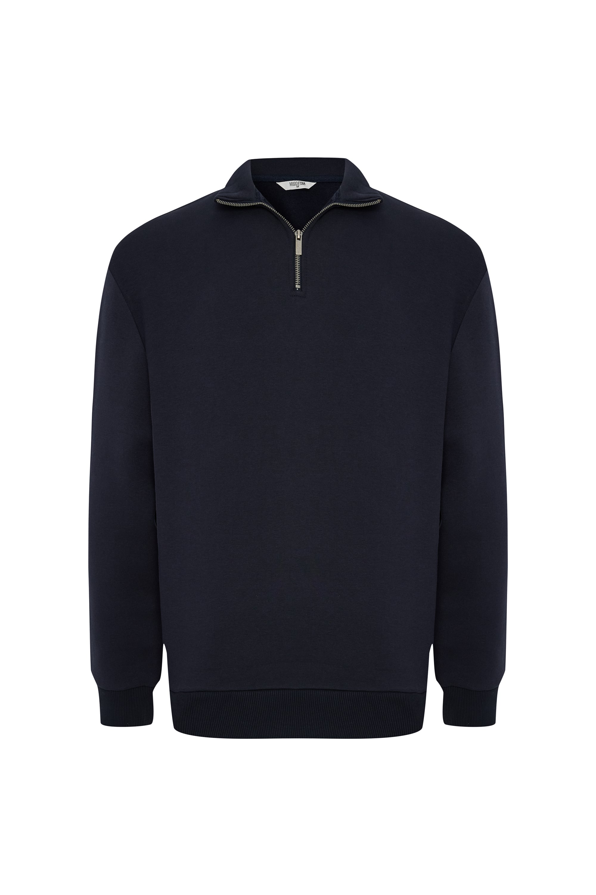 FERMUARLI DİK YAKA SWEATSHIRT