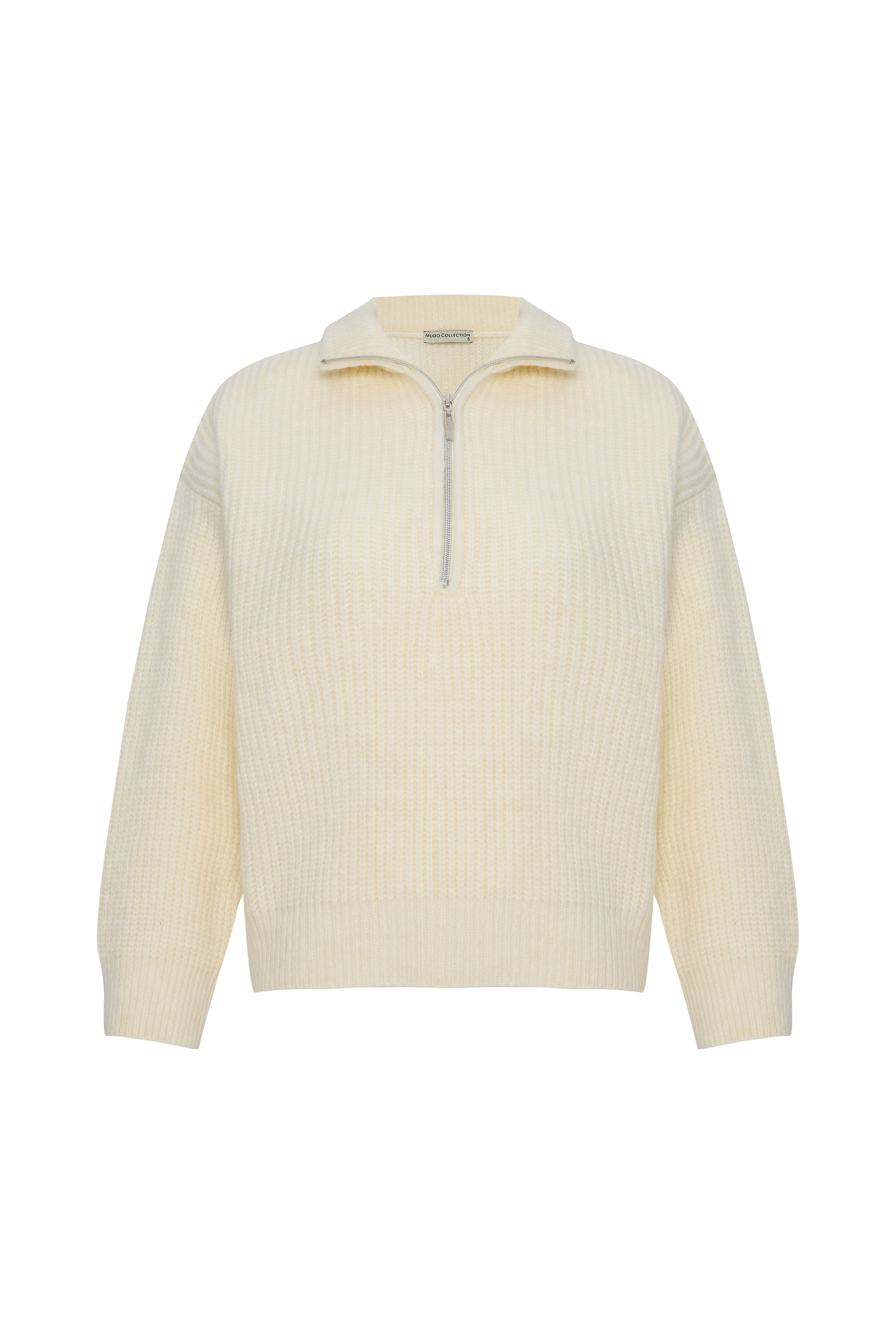 DİK YAKA FERMUARLI KAZAK