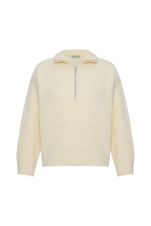  DİK YAKA FERMUARLI KAZAK