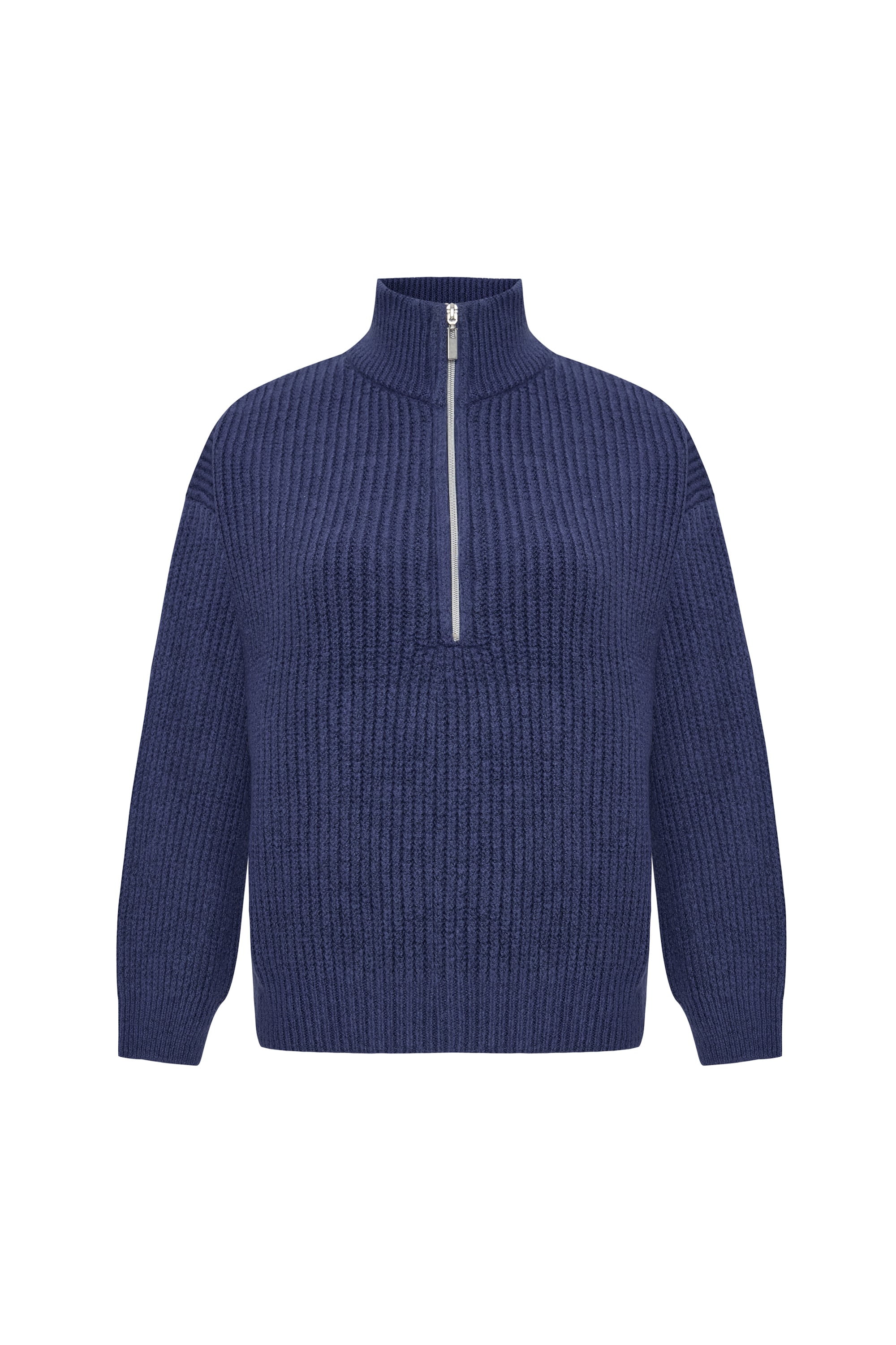 DİK YAKA FERMUARLI KAZAK