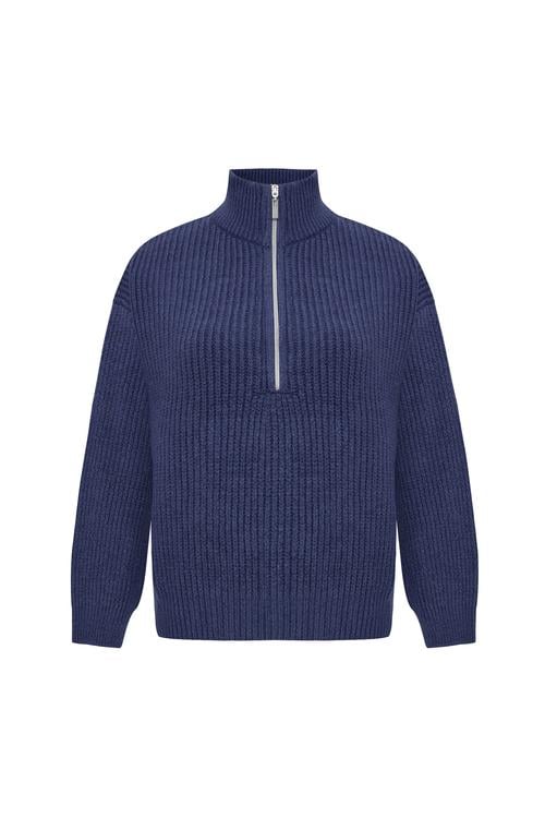  DİK YAKA FERMUARLI KAZAK