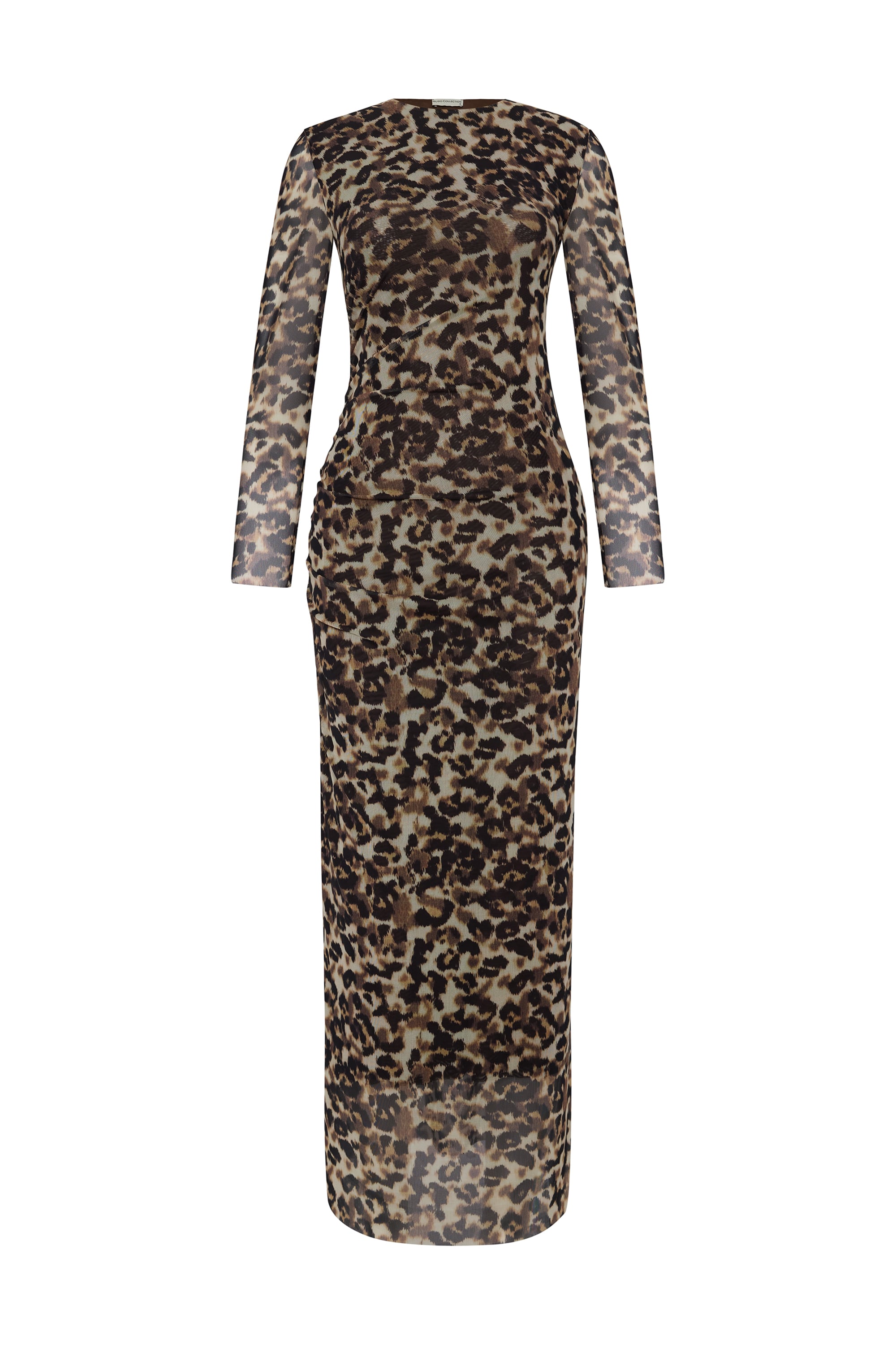 LEOPAR BASKILI MİDİ TÜL ELBİSE