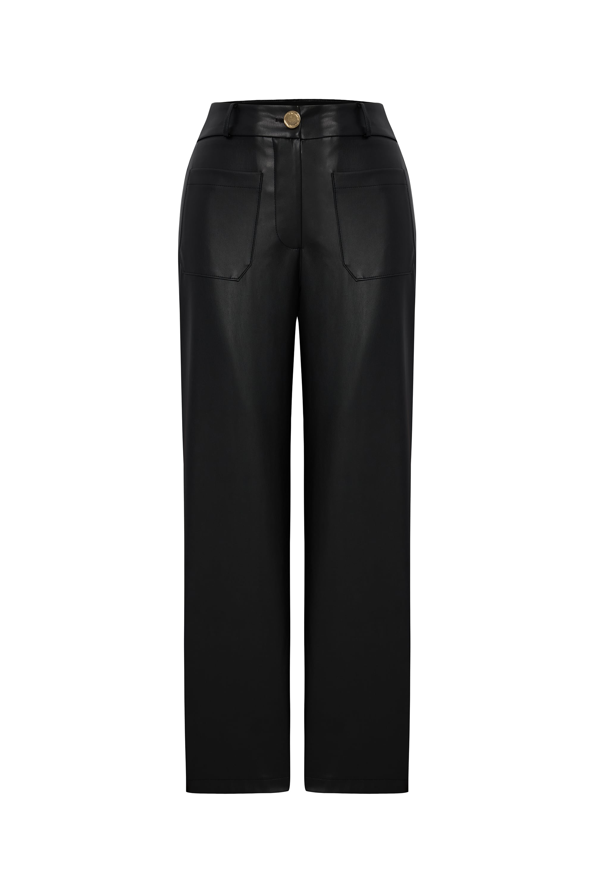 DERİ GÖRÜNÜMLÜ CROPPED FLARE PANTOLON