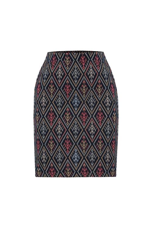 JAKARLI ETNİK DESENLİ MİNİ ETEK