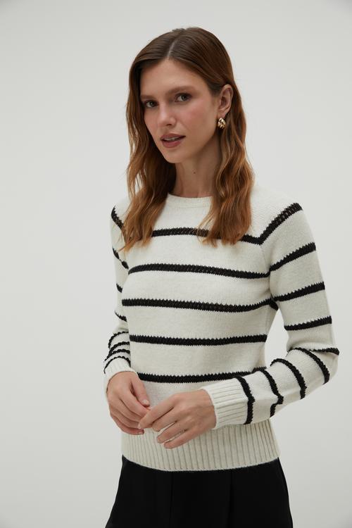  ÇİZGİLİ BİSİKLET YAKA KAZAK