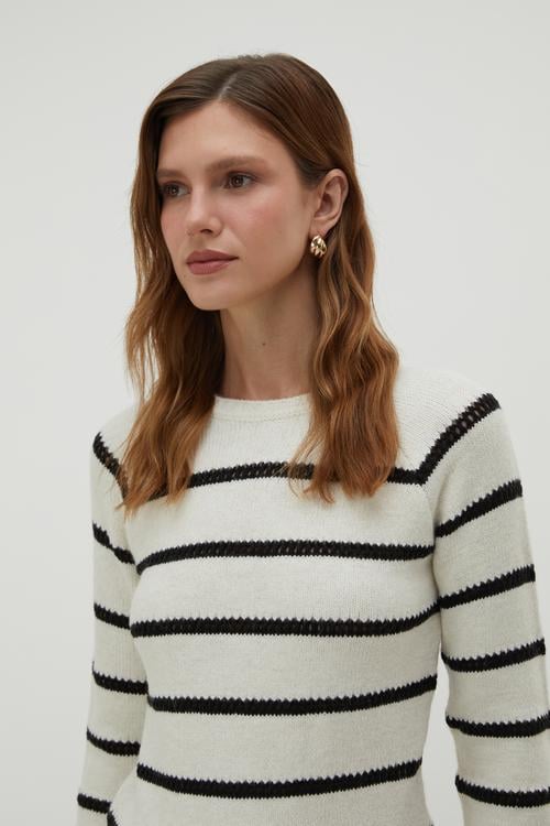  ÇİZGİLİ BİSİKLET YAKA KAZAK