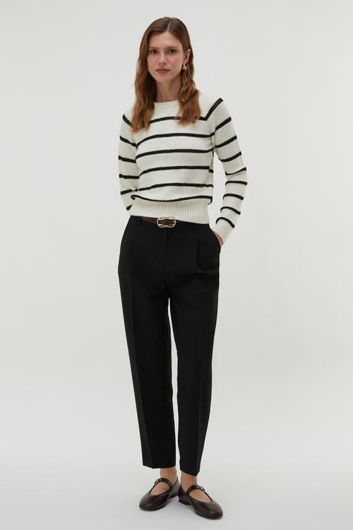  ÇİZGİLİ BİSİKLET YAKA KAZAK