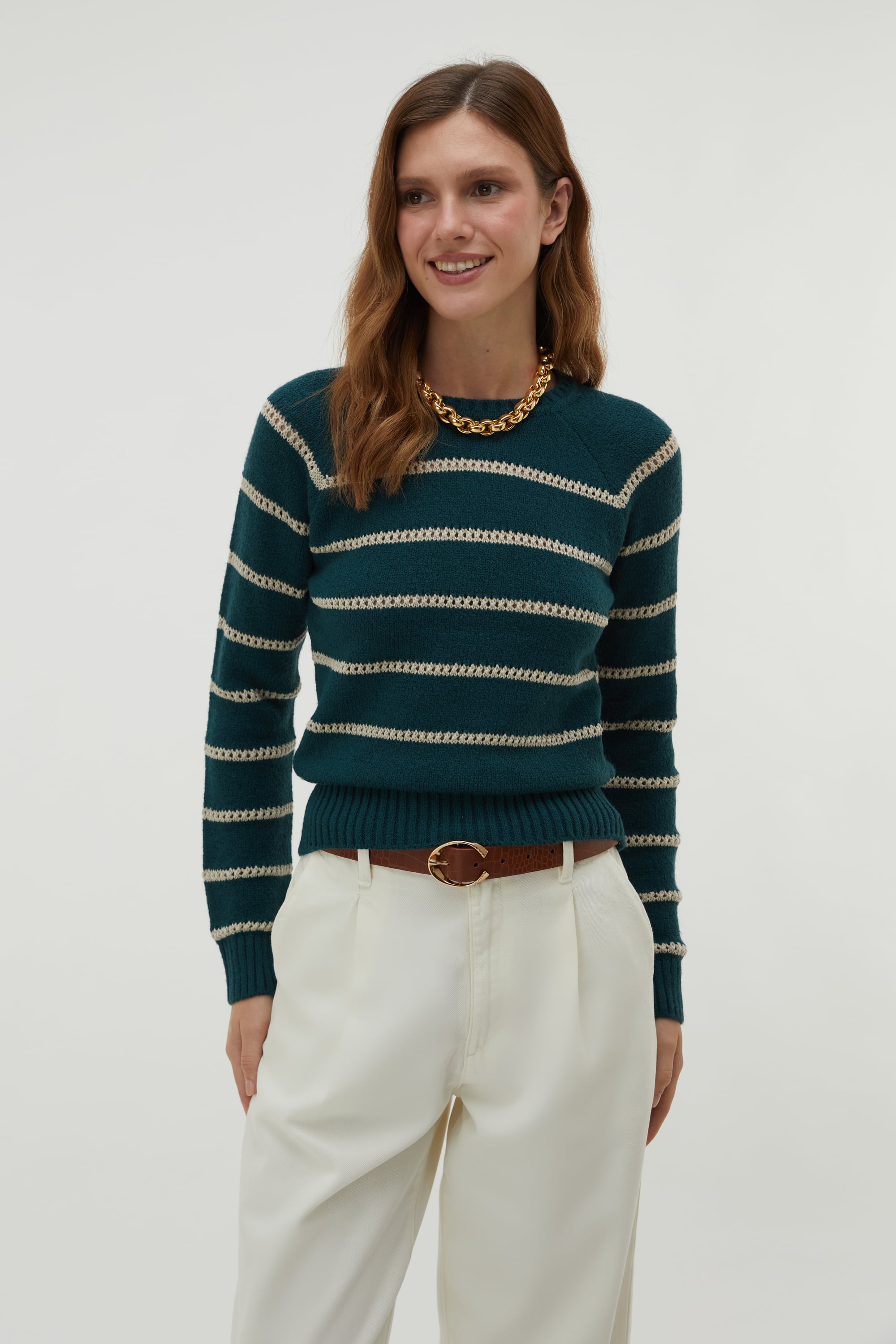 ÇİZGİLİ BİSİKLET YAKA KAZAK