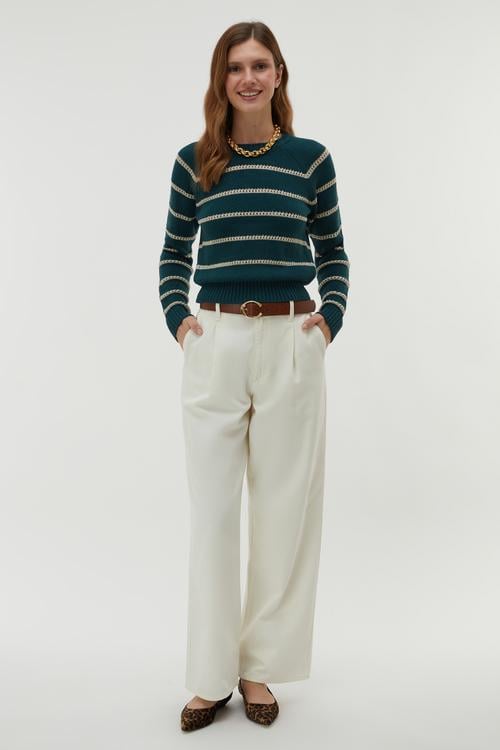  ÇİZGİLİ BİSİKLET YAKA KAZAK