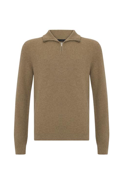  FERMUARLI DİK YAKA YÜN KARIŞIMLI KAZAK