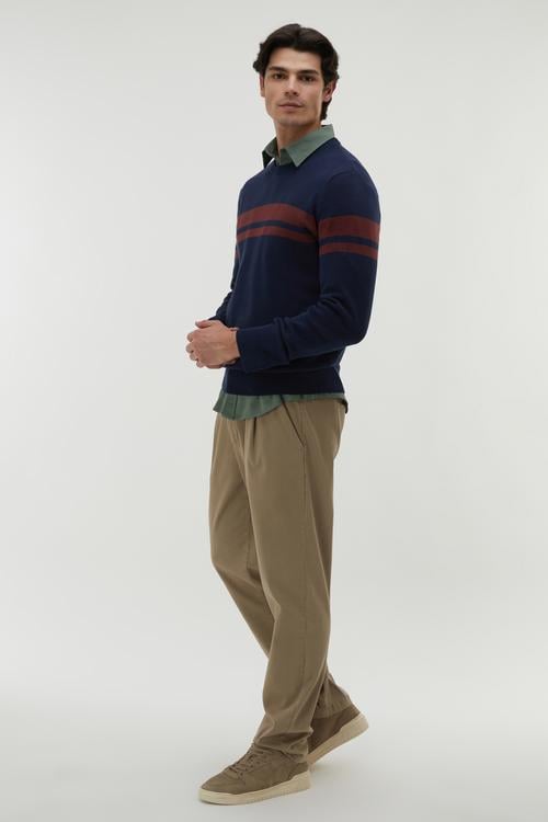  BLOKLU BİSİKLET YAKA KAZAK