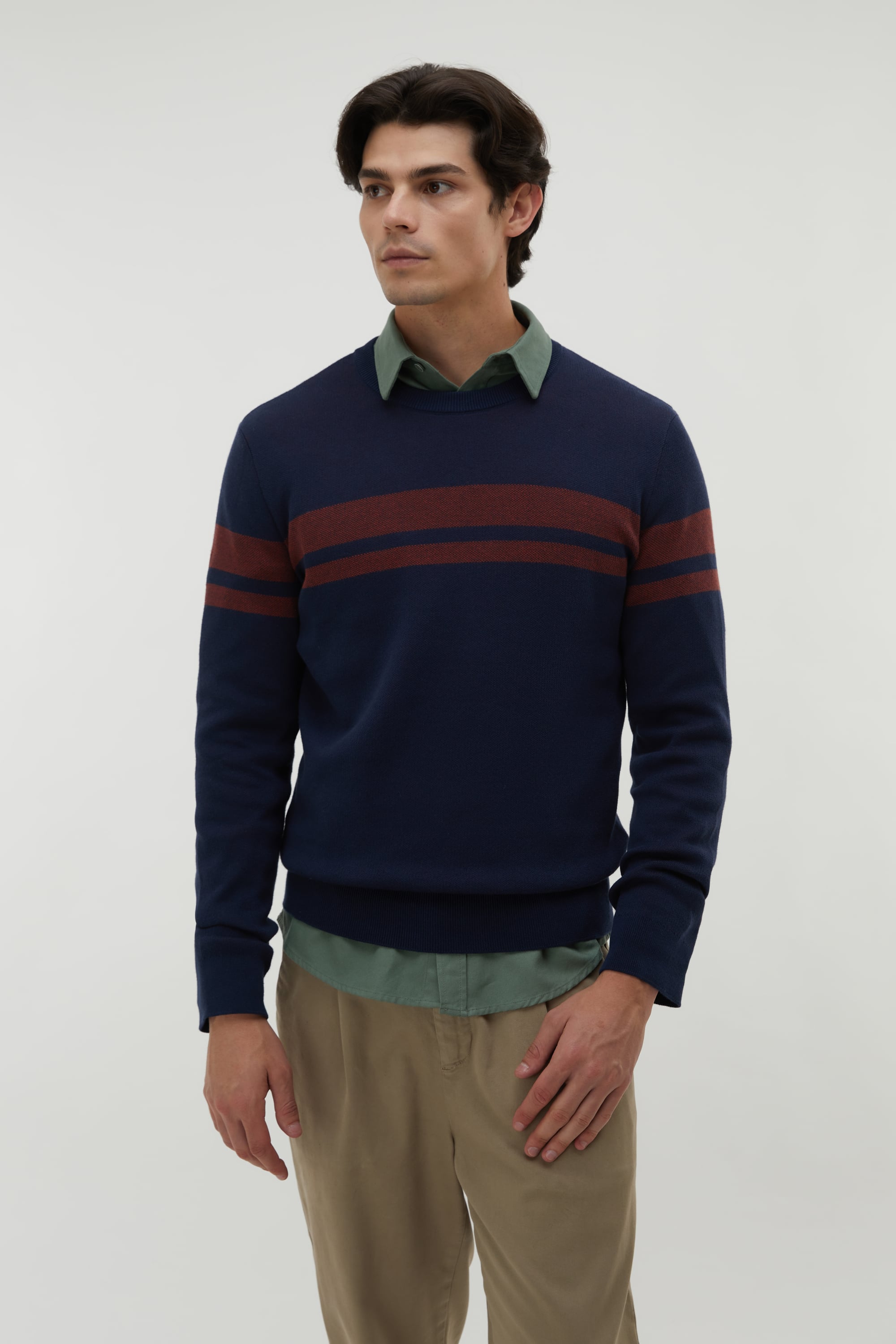 BLOKLU BİSİKLET YAKA KAZAK