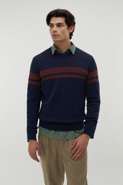  BLOKLU BİSİKLET YAKA KAZAK