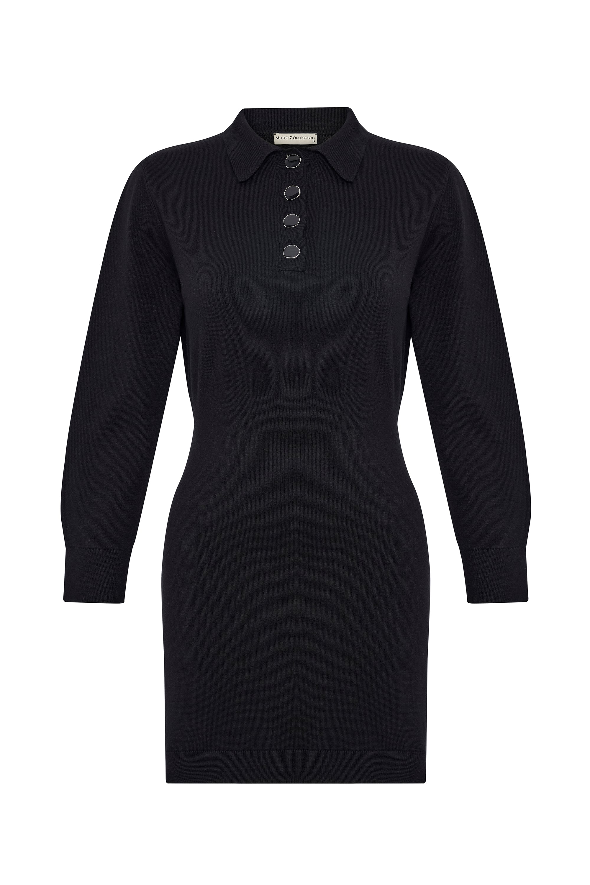 DÜĞME YAKA TRİKO MİNİ ELBİSE