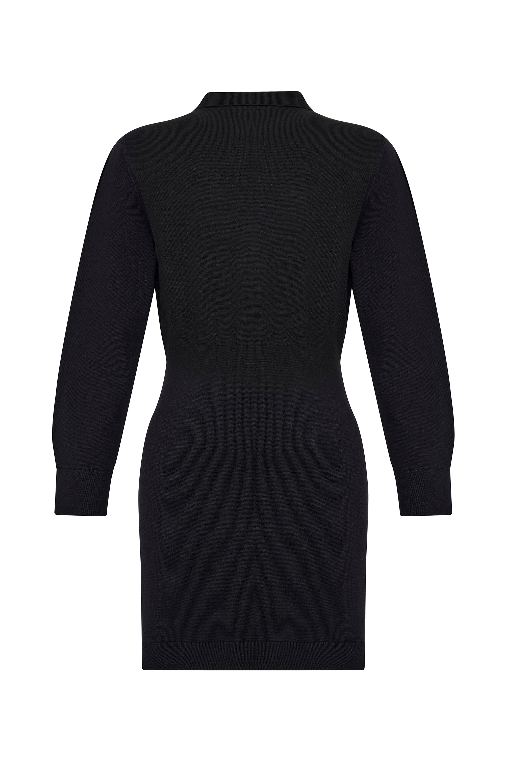 DÜĞME YAKA TRİKO MİNİ ELBİSE