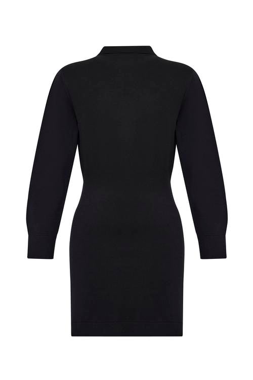  DÜĞME YAKA TRİKO MİNİ ELBİSE