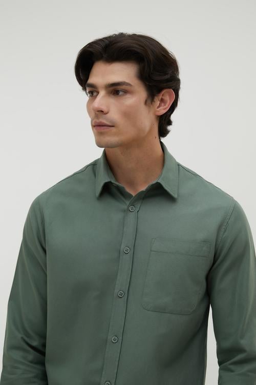 REGULAR FIT TEK CEPLİ UZUN KOLLU GÖMLEK